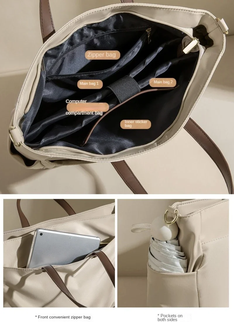 Women Handbag Business Briefcase Fashion Waterproof  Wear-resistant Shoulder Bags Accommodates 14/15 inch Laptops Female Tote