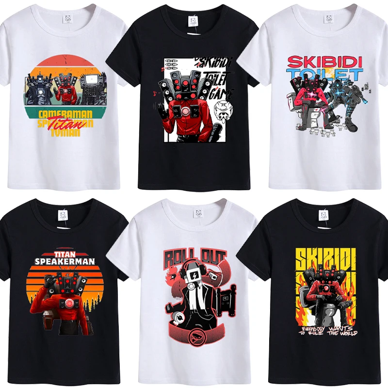 New Skibidi Toilet Kids T-shirts Boys Cartoon Anime Printed Tops Child Casual Sports Short Sleeves 2024 summer Children Clothing