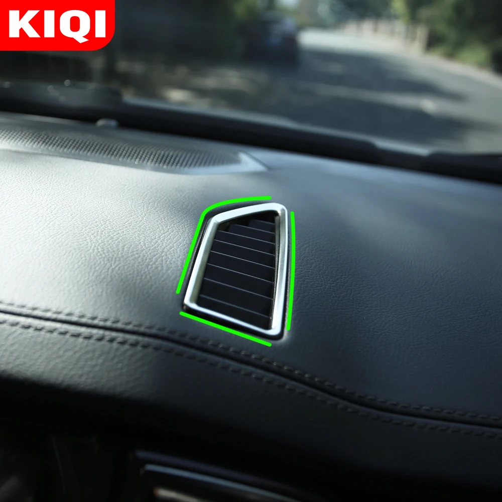 KIQI 2Pcs/Set Middle Air Conditioning Dashboard Vent Cover Trim for Ford Ranger 2015 2016 2017 2018 2019 2020 AC Outlet Stickers