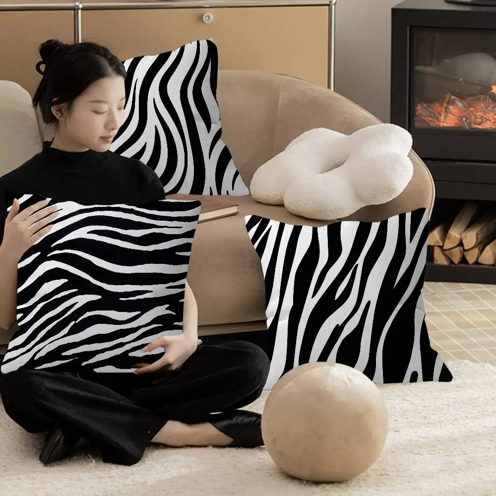 Black White Print Zebra Cushion Cover Car Throw Pillow Case For Sofa Car Christmas Gift 40x40cm 45x45cm
