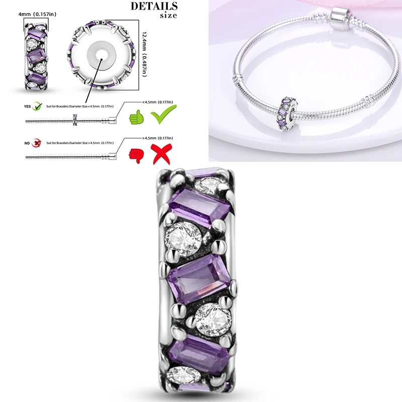 925 Sterling Silber Charm-Perlen Vierblättriges Kleeblatt Delfin Sonne Mond Kirsche Motorrad Reise DIY Armband Halskette Geschenk für Frauen – Detail 25