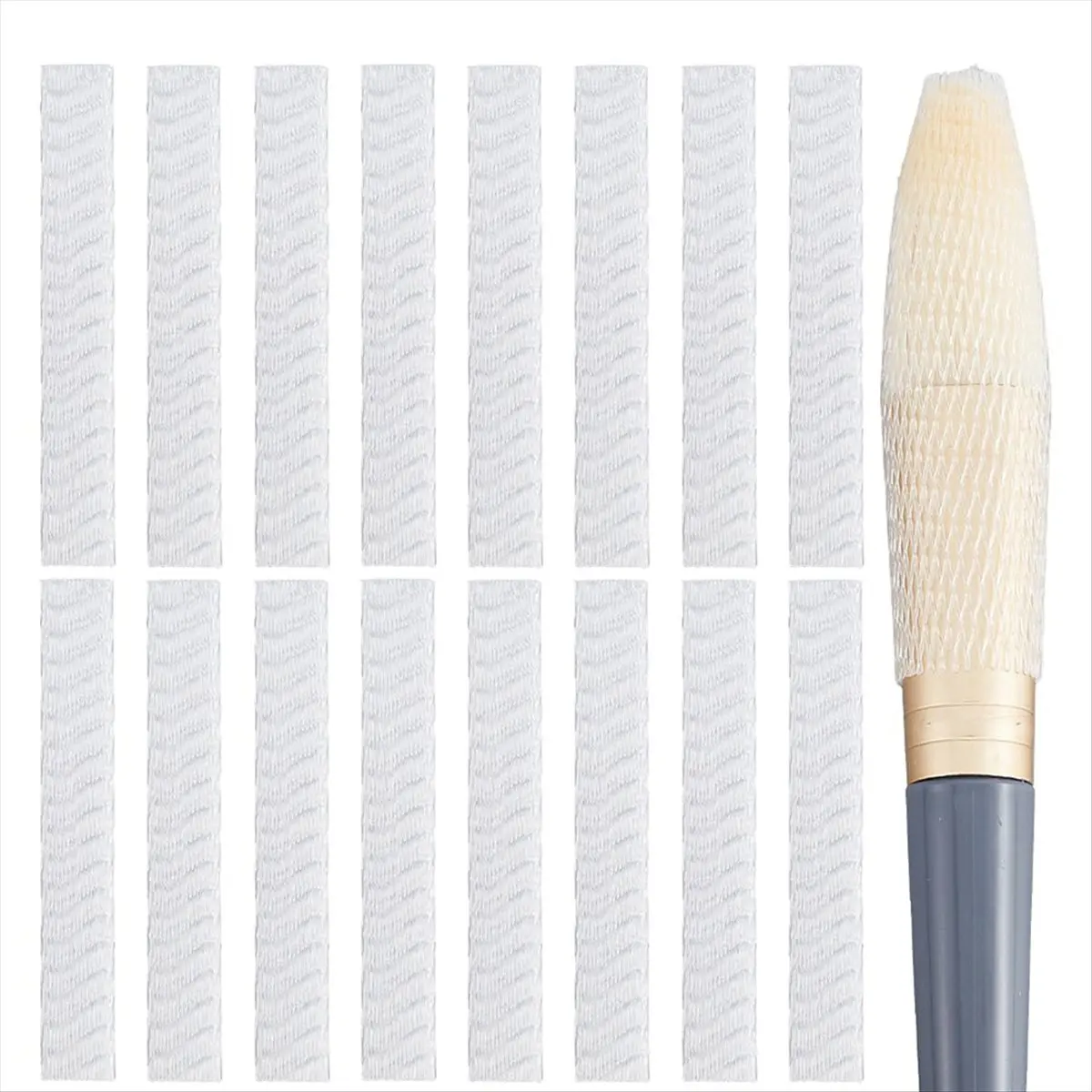 ABUA 200Pcs Makeup Brush Pen Guard Protector White Net Reusable Thread Spool Savers Expandable Mesh Cover
