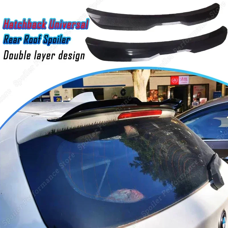 For Hatchback Universal Rear Roof Trunk Spoiler Wing Lid Exterior Tuning Accessories Gloss Black ABS Plastic Tail Wing Body Kit