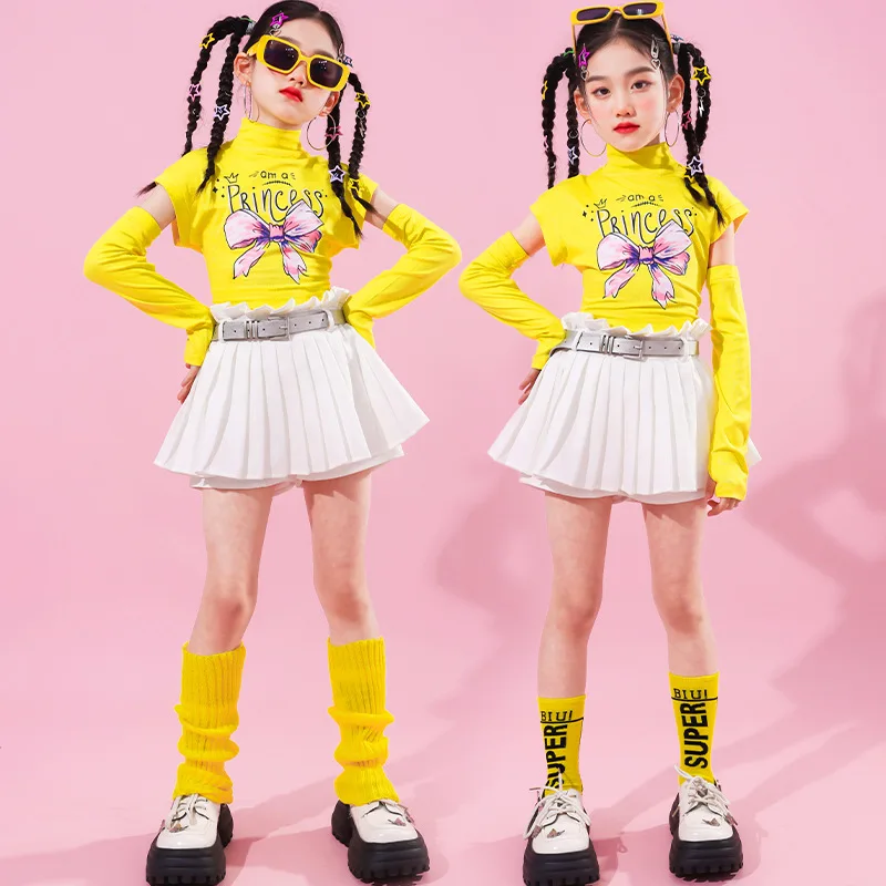 Mädchen Hip Hop Süße Crop Top Street Dance Bunte Röcke Kinder T-shirt Cargo Hosen Kinder Streetwear Jazz K-pop Kleidung Sets