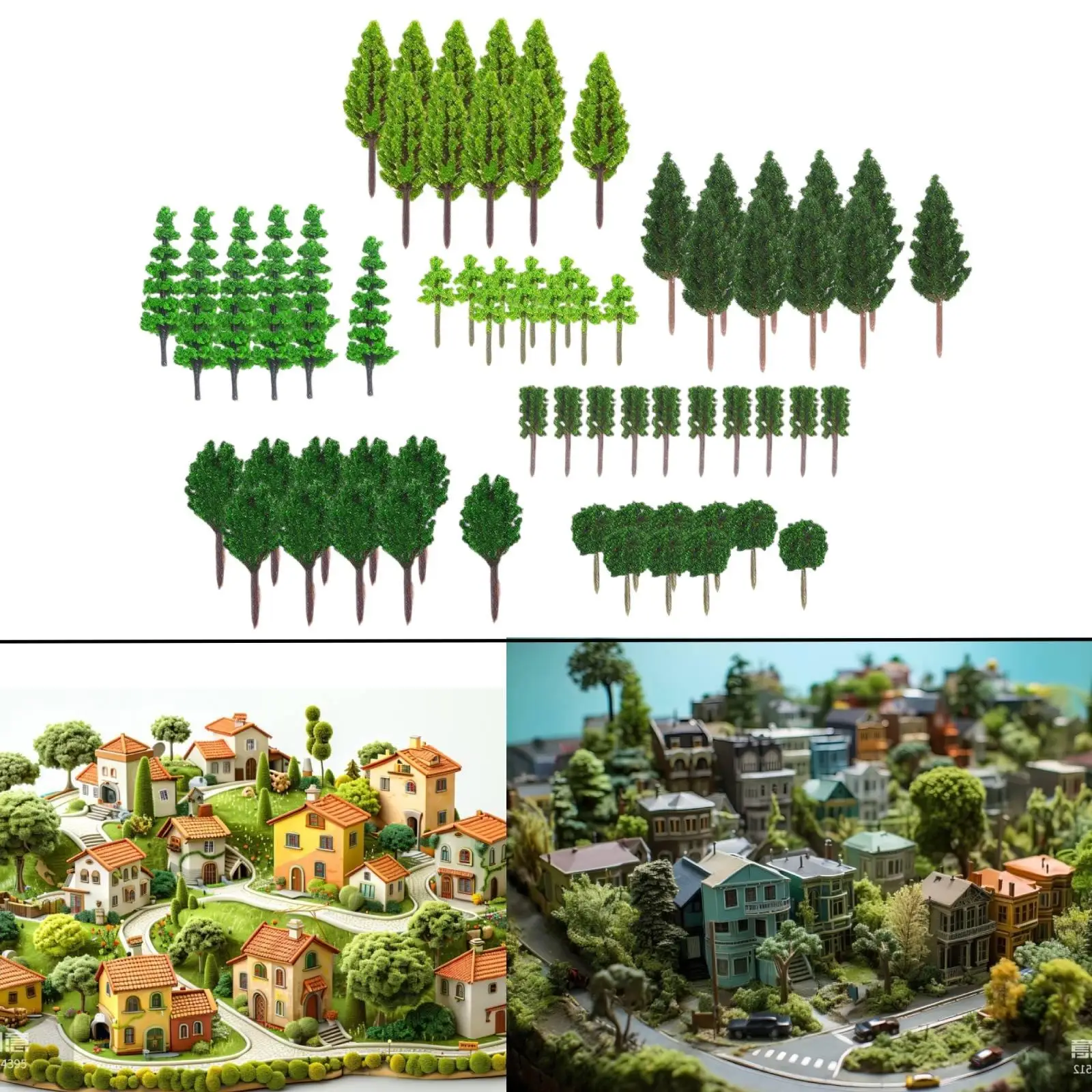 Model Trees Miniature Hobby Scenery DIY Craft Trees Artificial Greenery for Railway Model Making 70 Pack