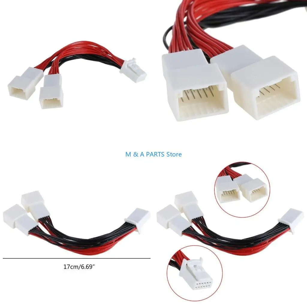 U1JF Y Cable Splitter Adapter 6+6 Plug for o for Navi AUX CDC Tuning for for Lexus