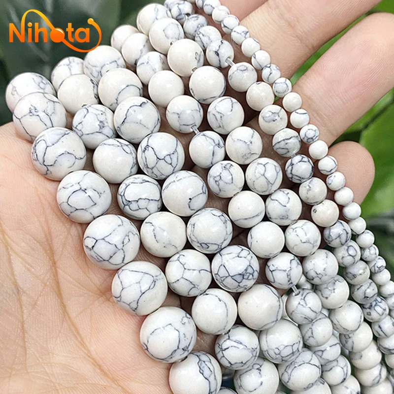 Smooth White Turquoises Round Loose Beads for Diy Bracelet Necklace Accessories Charms Jewelry Making 15