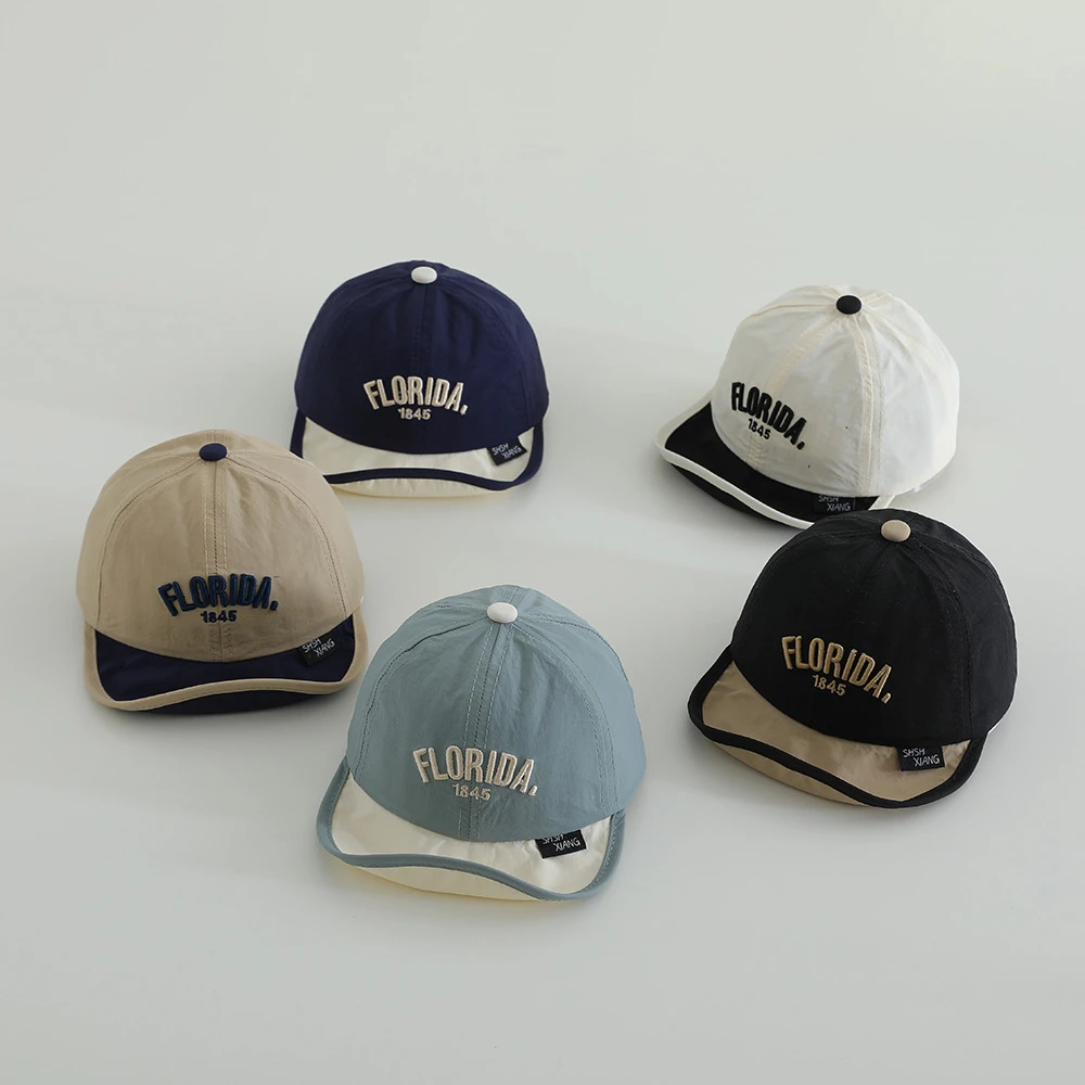 

Quick Dry Baby Baseball Cap Patchwork Embroidery Letter Infant Toddler Sun Hat Soft Brim Summer Boys Girls Duck Tongue Hats