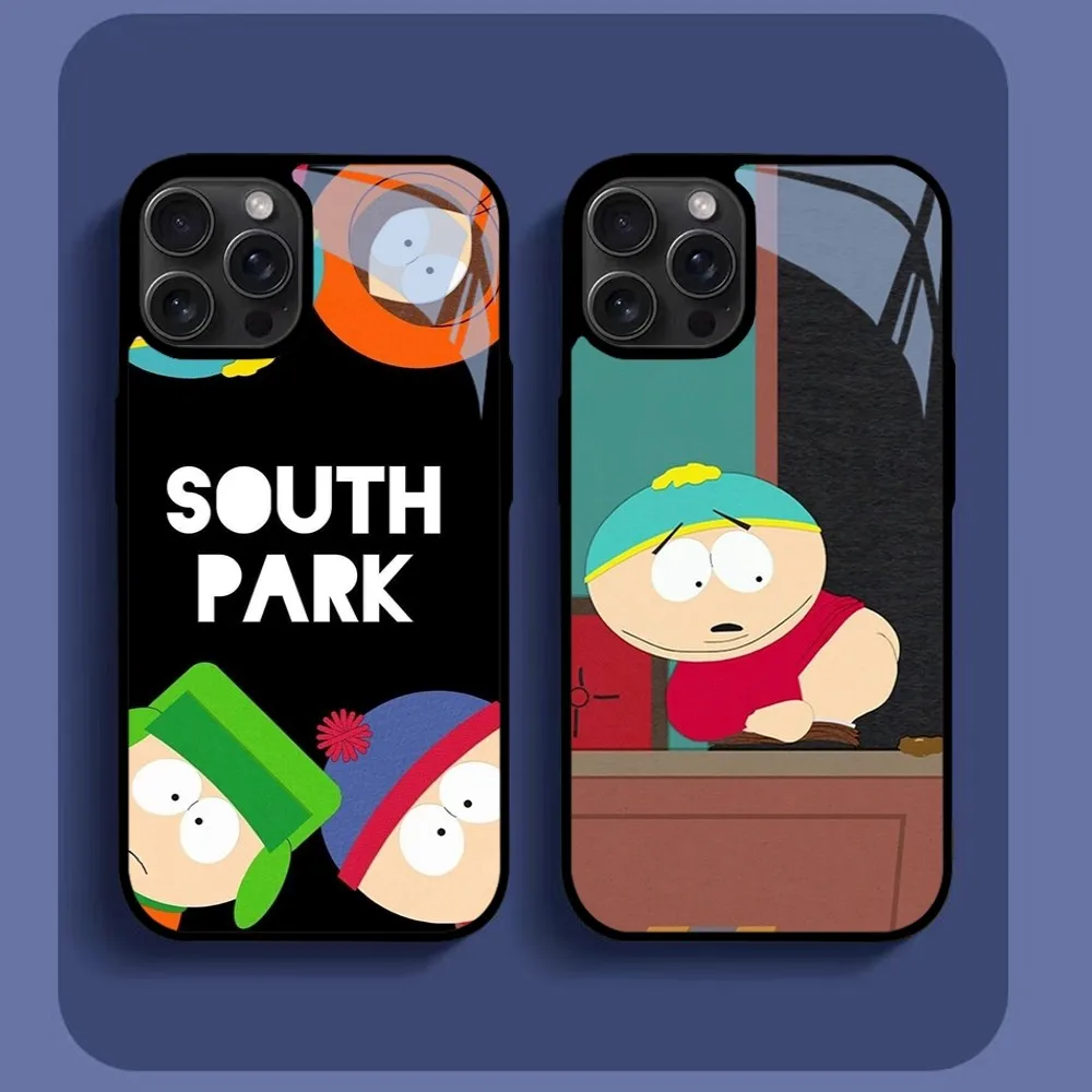 Cartoon S-South P-Park Phone Case For iPhone16 15 14 13 12 11 Pro Xs Max Mini XR X 7 8 Plus luxury Mirror Hard Funda