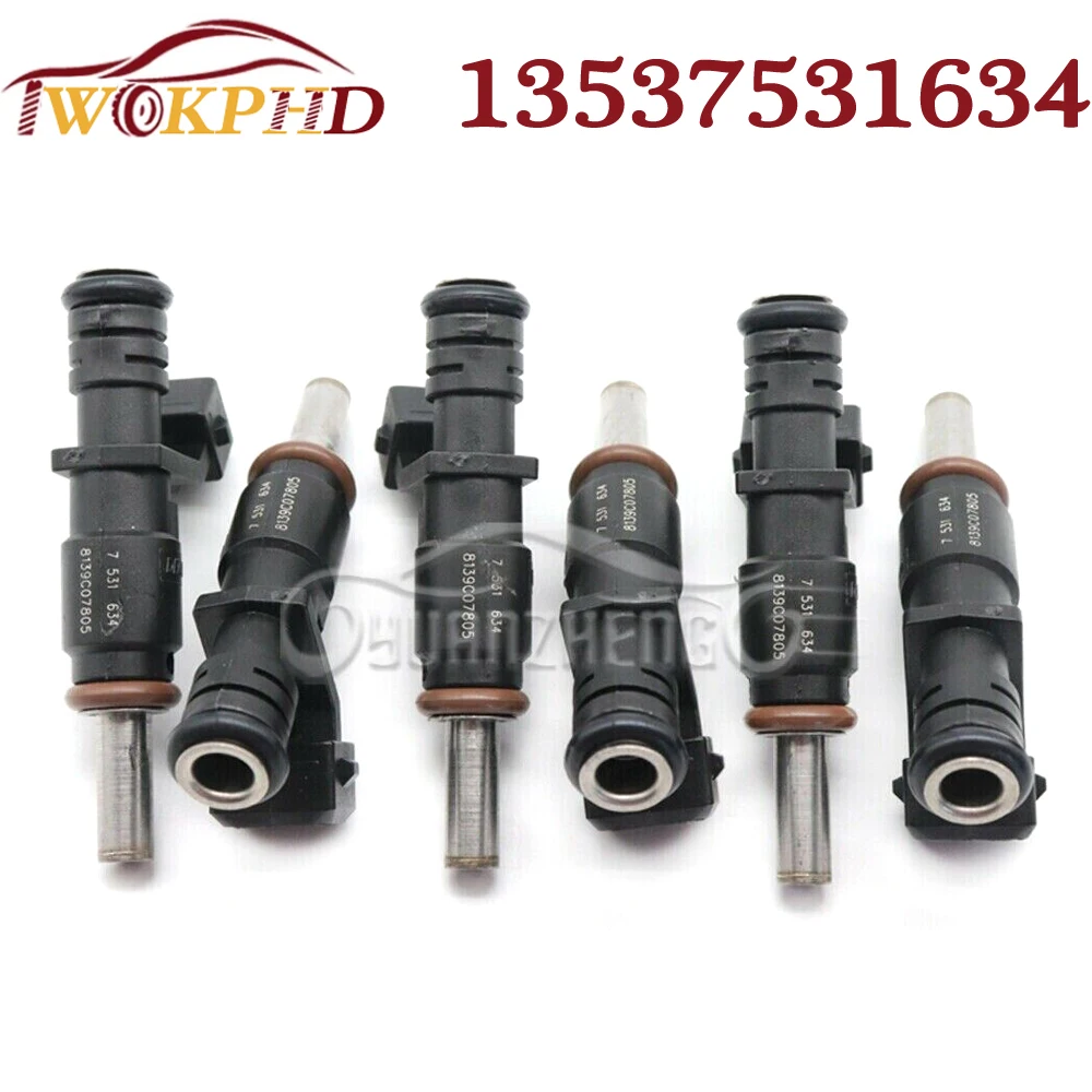 6pcs NEW Fuel Injectors Nozzle 13537531634 for BMW F01 128i 325i 330i 328i 330i 525i 528i 530i X1 X3 X5 Z4 2.0 2.5 3.0L 7531634