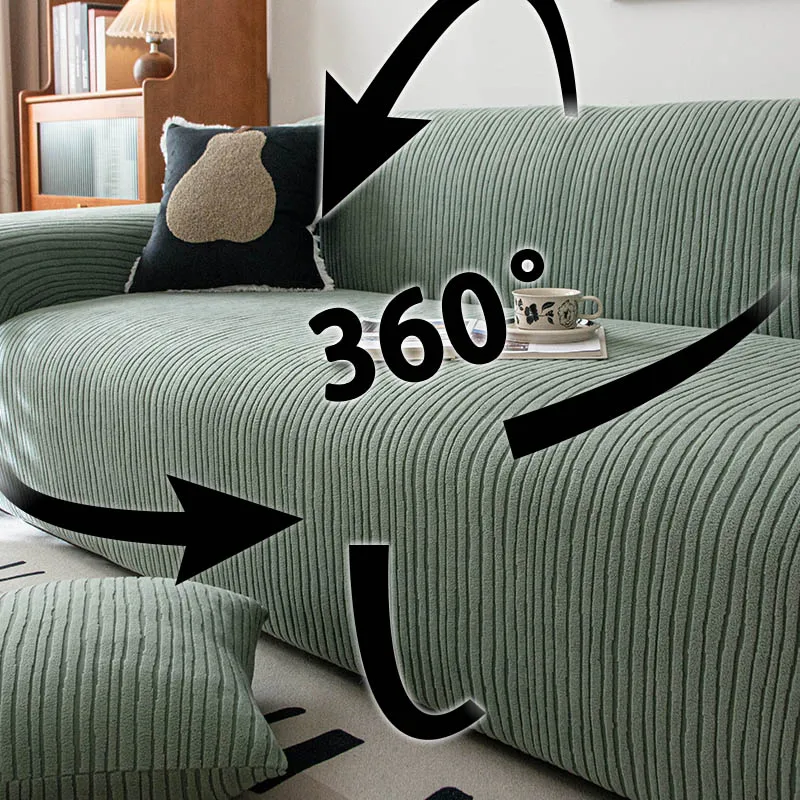 1pc Vertical Striped Stretch Sofa Slipcover, Elastic Fitted Couch Cover, Washable Soft Universal Sofa Protector For Seater Sofa