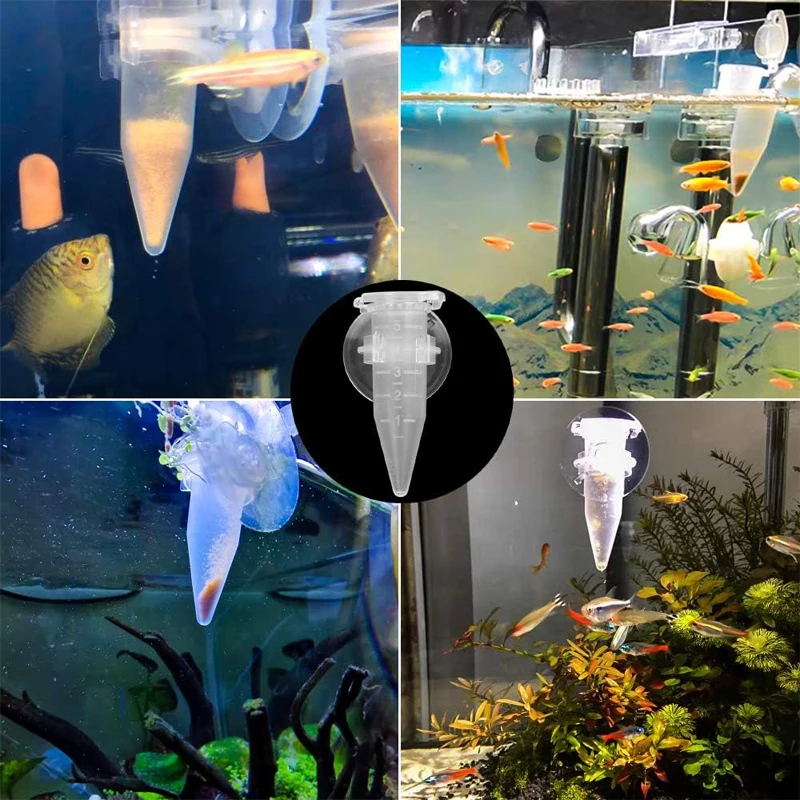 5 Pcs/1Pack Aquarium Cone Feeder Automatic Fish Feeder Brine Shrimp Food Feeding Cup with Suction Cup