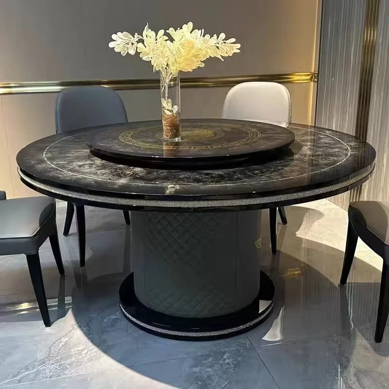 Furniture style Modern luxury Italian high-end natural marble dining table set 6 chairs