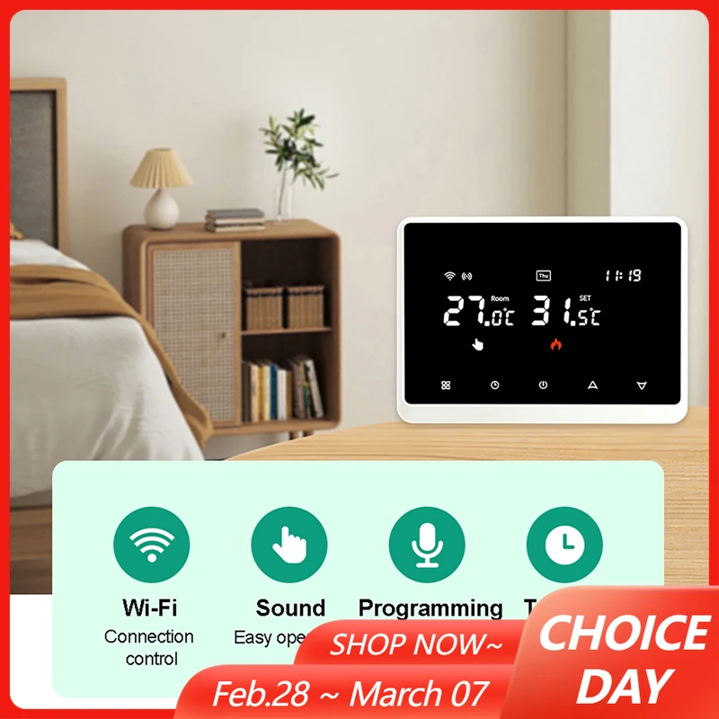 

Smart Life WIFI настенный термостат для котла с мобильным управлением, регулятор температуры подогрева пола с электрическим управлением, водой и газом