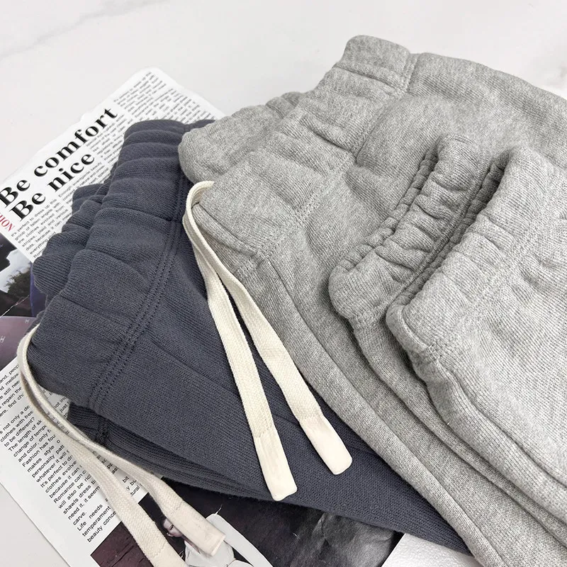 480g Heavyweight Men's Sweatpants 100% Cotton Terry Loose Beam Feet Pants Casual Knitted Sports Trousers Plus Size