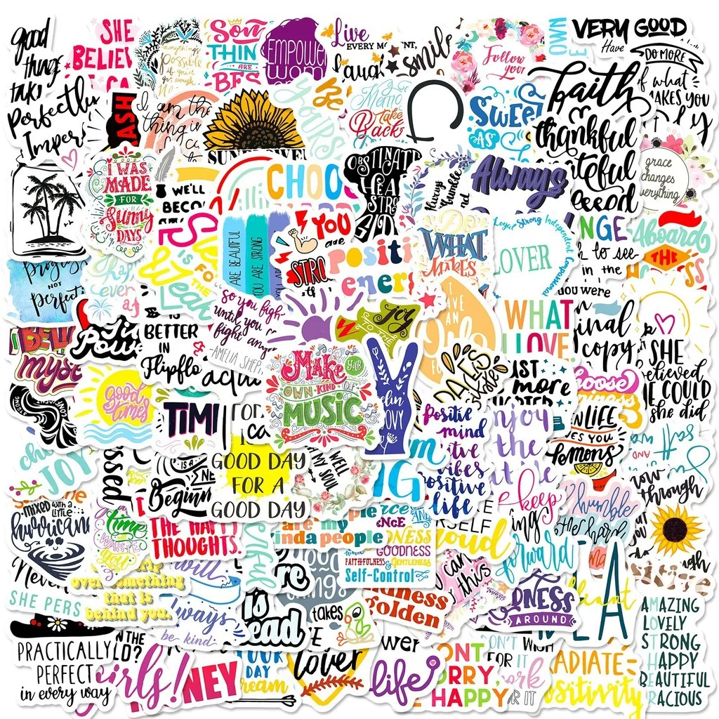 100PCS Inspirational Phrase Graffiti Stickers - 4 Sheets, Decor for Notebook, Phone & Water Cup AnimeWorlds Store