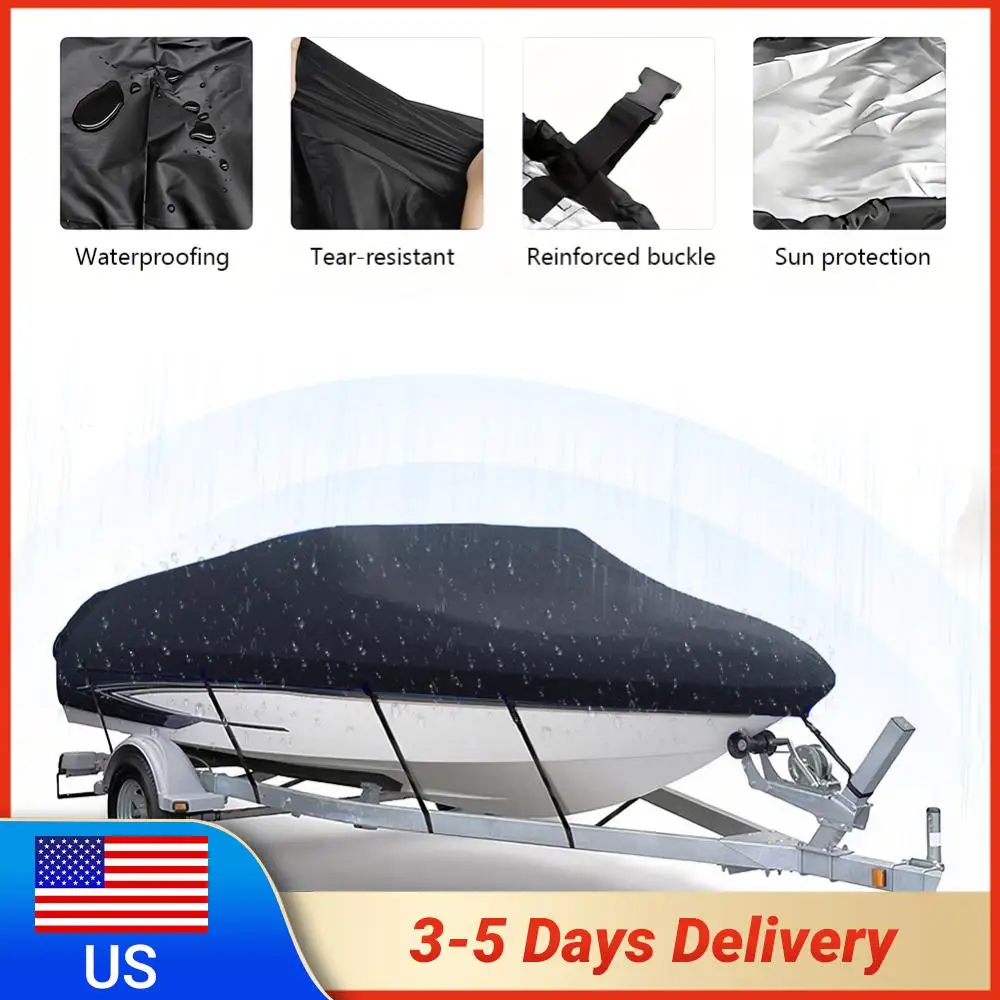 

Чехол для лодки 14-16 футов из ткани Оксфорд 210D, сверхпрочный, водонепроницаемый, V-образный, для защиты корпуса яхт, моторных и гребных лодок