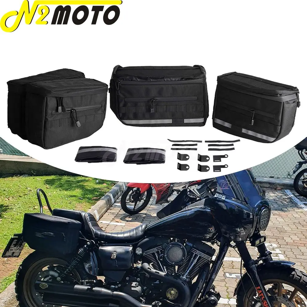 1 Set 1680 Denier Ballistic Nylon Motorcycle Saddle Travel Side Luggage Storage Bags For Harley Dyna Softail Sportster Universal