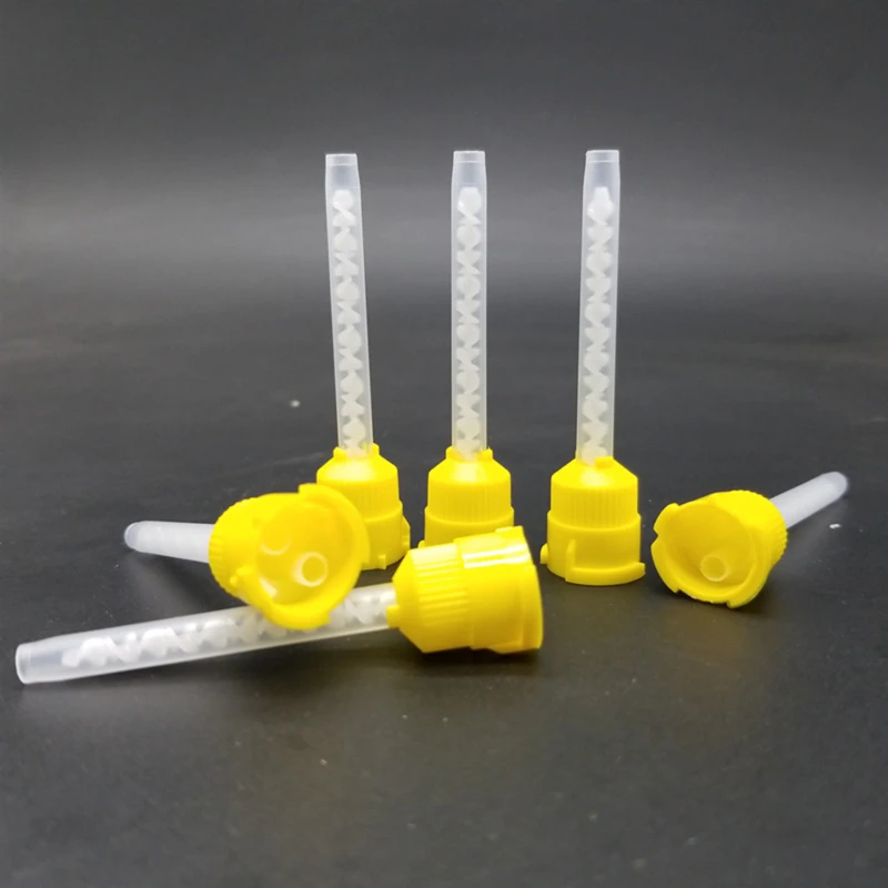 50/pcs Disposable Dental Nozzles Mixing Tube Impression Mixing Tips Yellow 1:1 Intraoral Tip For Impression Material
