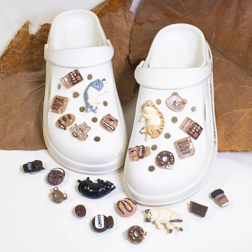 Cute Resin Cat Cartoon Hole Shoes Charms Accessories Shoe Buckle Bear Head Shoe Flower DIY Shoes Decorations