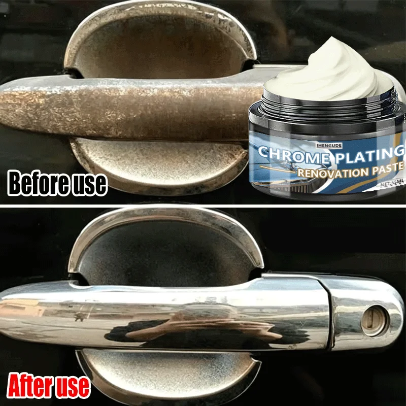 55G Chrome Plating Paste Metal Polish for Car Trim Door Handles Reflective Strips Rust Removal Renovation