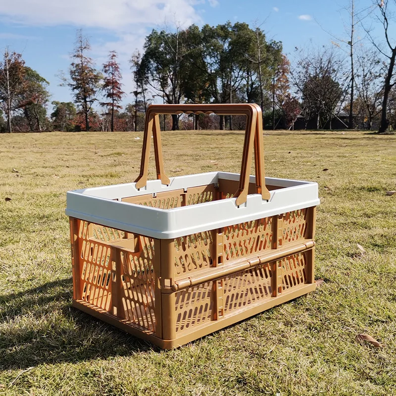 Foldable picnic basket supermarket shopping basket vegetable shopping basket large spring outing tote basket