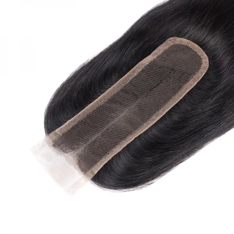 2x6 fechamento do laço em linha reta fechamento do cabelo humano cabelo virgem brasileiro pré-arrancado cor natural 8-20 Polegada