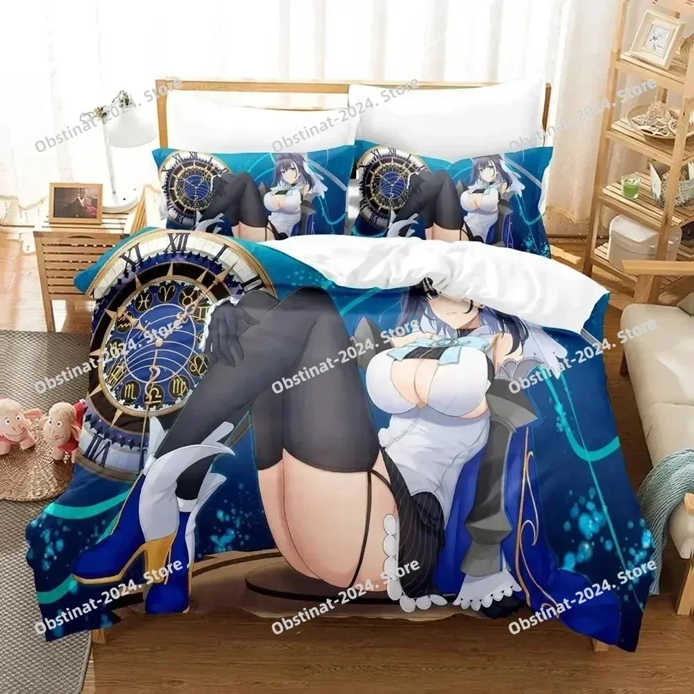 3D Anime Ouro Kronii Bedding Set Printed single Comforter Quilt Bed Cover Duvet Cover Pillow Case 3 Pieces Sets Kids Adult Size