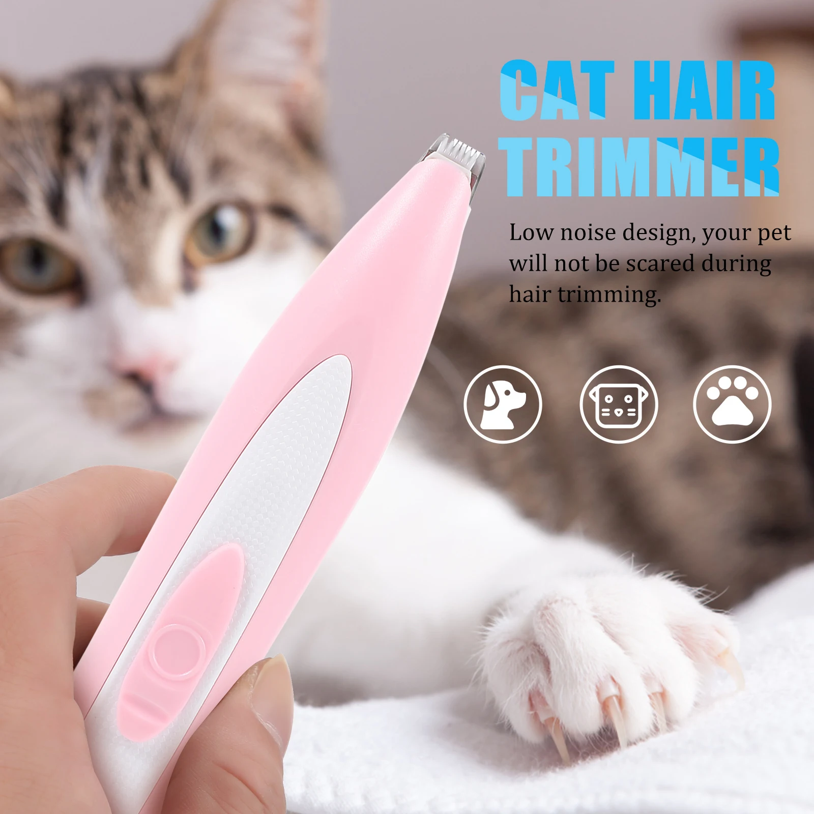 

Pet Hair Trimmer USB Rechargeable Pink Charging Trimmer Dog Grooming Tool Electric Clippers Pets Hair Removal Device
