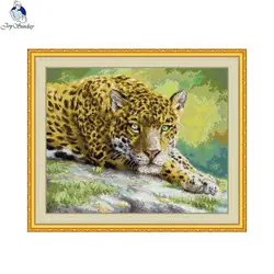 Joy Sunday Jaguar Animal Pattern Cross Stitch Kit completo Set di cucito fatto a mano fai da te 16ct artigianato decorazione della parete di casa regali