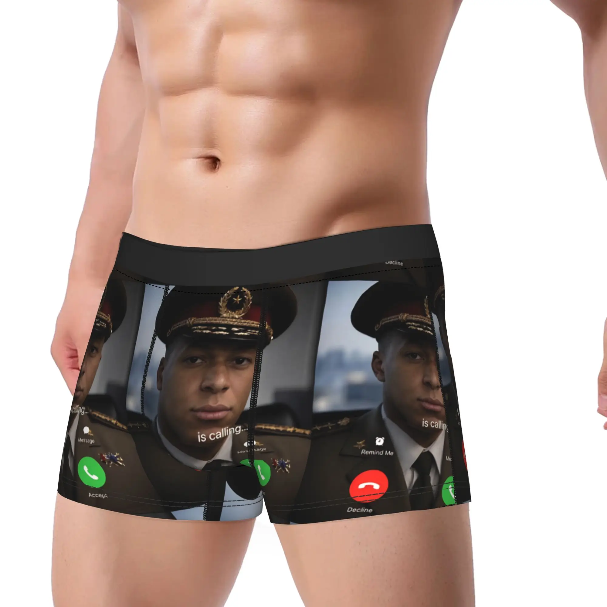 Kylian Mbappe Is Calling Phone Screen Meme Underwear  Custom Boxer Shorts Quality Man Underpants Classic Shorts Briefs Gift Idea