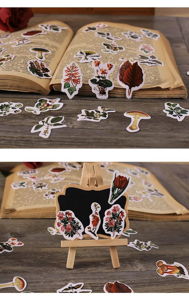 45pcs Retro Forest Series Plant Stickers Set for Scrapbooking Korean Diary Stationery Decorative Planner Sticker Collection