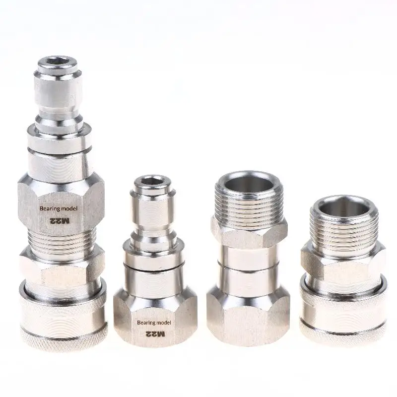 M22 14mm/15mm Pressure Washer Swivel Fitting - 360° Kink Free Anti-Twist 5000PSI  To Hose Male Thread