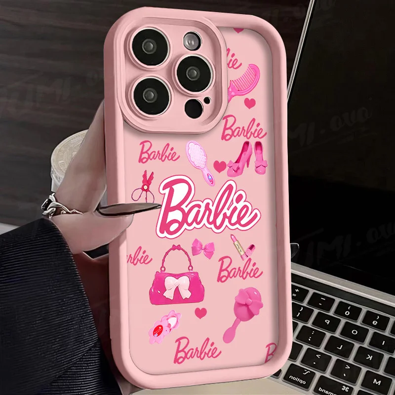 Luxury Pink Barbie Princess Soft Silicone Case for iPhone 14 15 Pro Max 13 12 11 X XS XR 7 8 Plus SE 2020 Shockproof Matte Cover