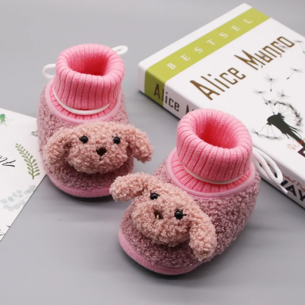 Winter Baby Shoes with Rib Lace Up Baby Walking Shoes Without Dropping Off Shoes and Thickening Cotton Shoes