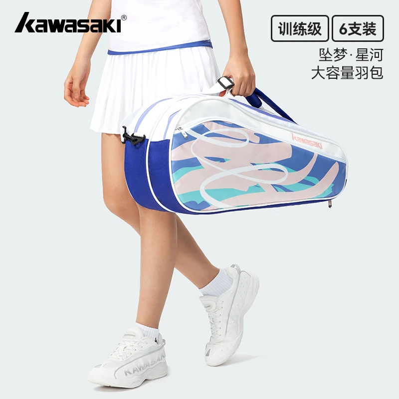 Kawasaki 2025 Brand New Badminton Bag 6pcs-Pack Large Capcity racquet Tennis bag K1G00-C8611