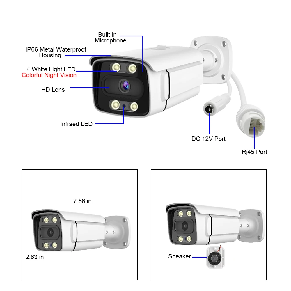 Imagem -06 - Waterproof Outdoor Sistema de Câmera de Segurança Colorido Night Video Surveillance Grupo Two Way Audio Xmeye Poe 8ch 4k 8mp 5mp