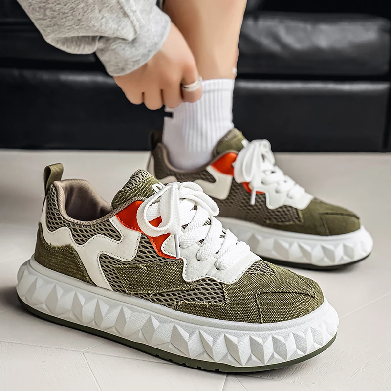 Summer Ventilated Mesh Men Athletic Sneakers Shock Absorb Non Slip Outsole Sweat Resistant Upper Jogging Walking Outdoor Casual