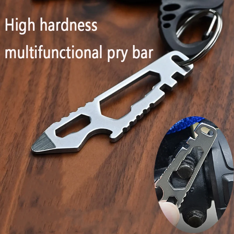 Multifunctional Tainless Steel Pry Bar, New Mini EDC Hex Wrench, Bottle Opener, Portable Outdoor Bicycle Repair Tool