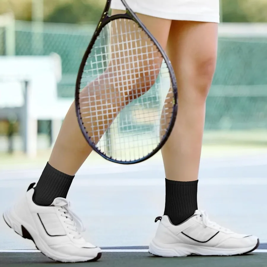 6 أزواج من الجوارب الرجعية للجنسين للأنشطة الرياضية مع خطوط قديمة من نسيج القطن الناعم بألوان سوداء وبيضاء ورمادية مثالية لـ Sc