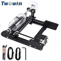 TWOWIN-Graveur laser à axe Y 360 °, rouleau lointain, objets cylindriques, gravure rotative, imprimante 3D, bouteille, canettes, cercle, verre