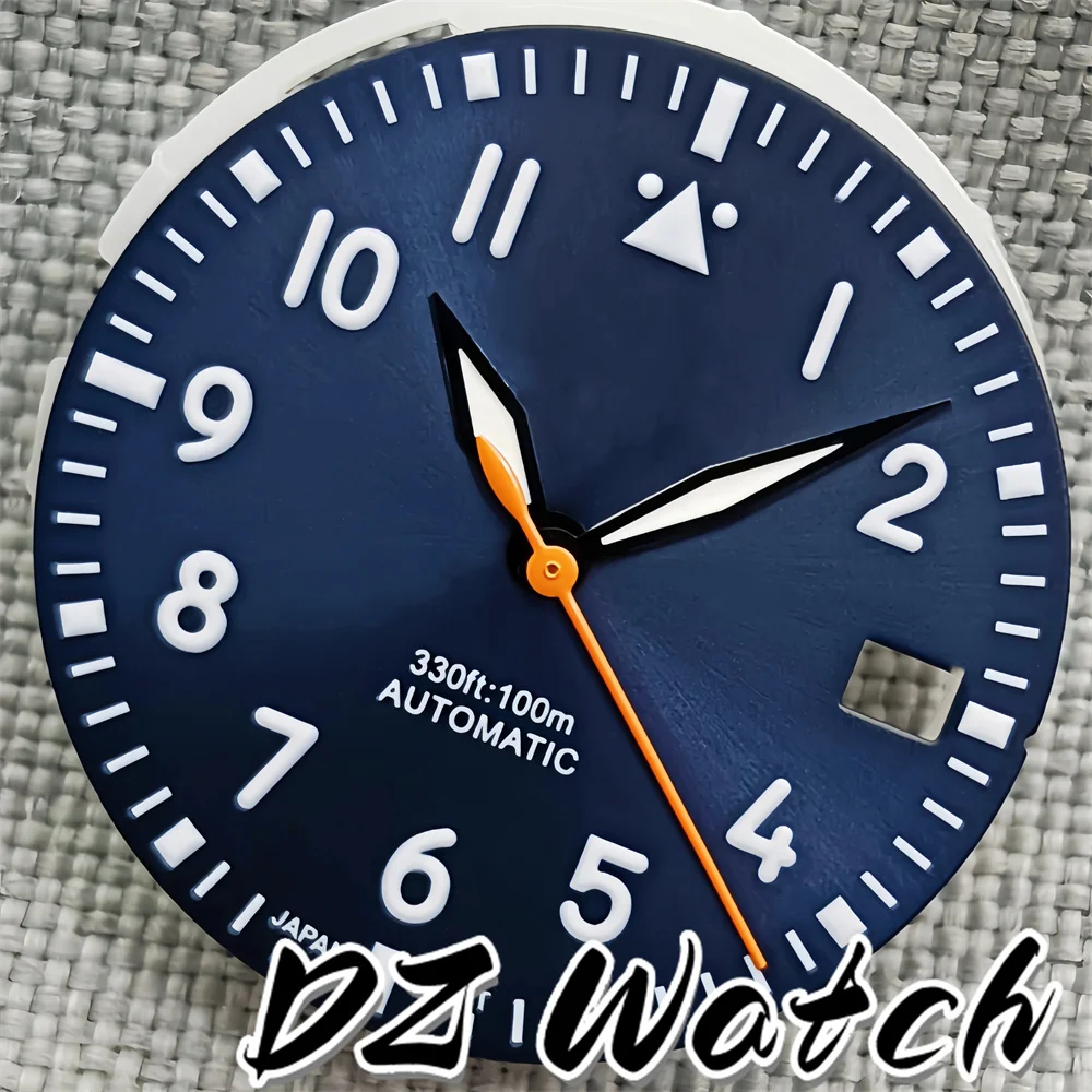 DZ classic pilot watch dial and hand set with green luminous 29mm black white blue green dial suitable for NH35 movement watches