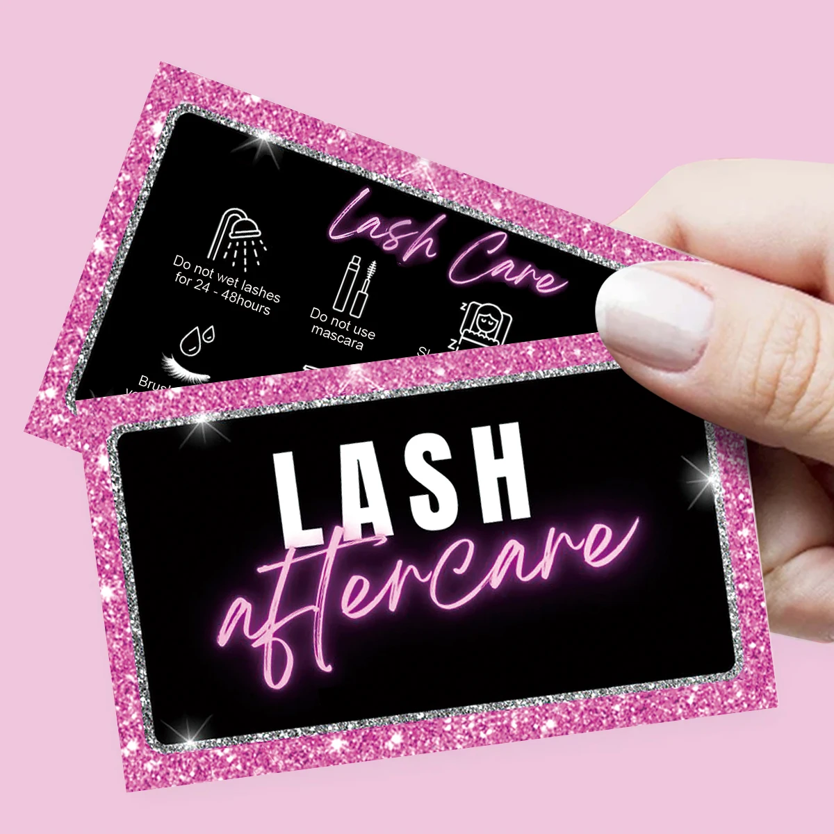 50pcs Shining Eyelash Business Card Lash Extension  Aftercare Card Lash Loyalty Discount Cards Wholesale Supplier