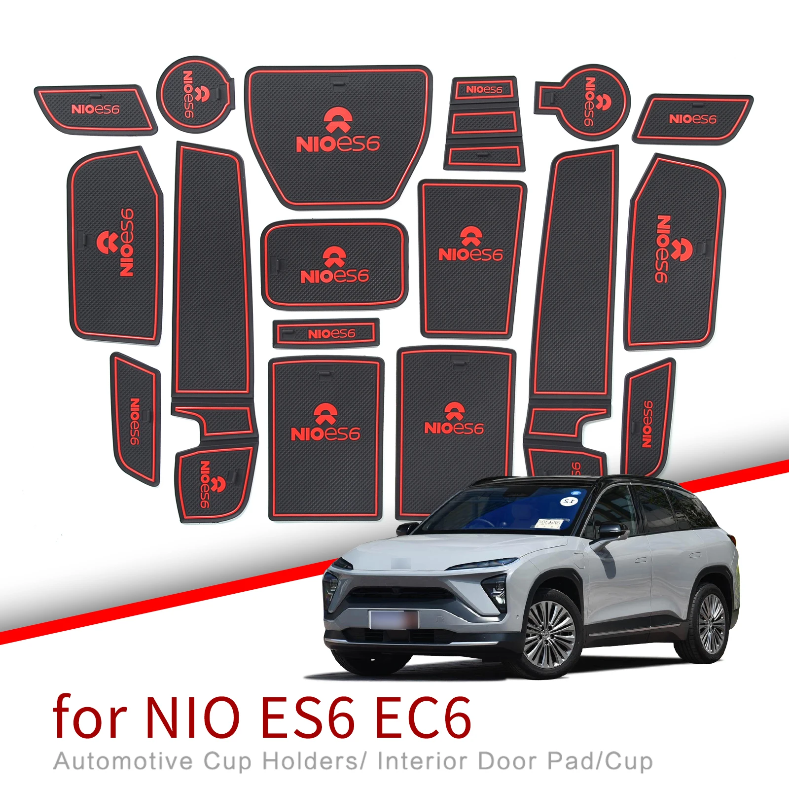 Anti-Slip Gate Slot Cup Mat for NIO ES6 EC6 Accessories Cup Holder Non-Slip Pad 17PCS/SET