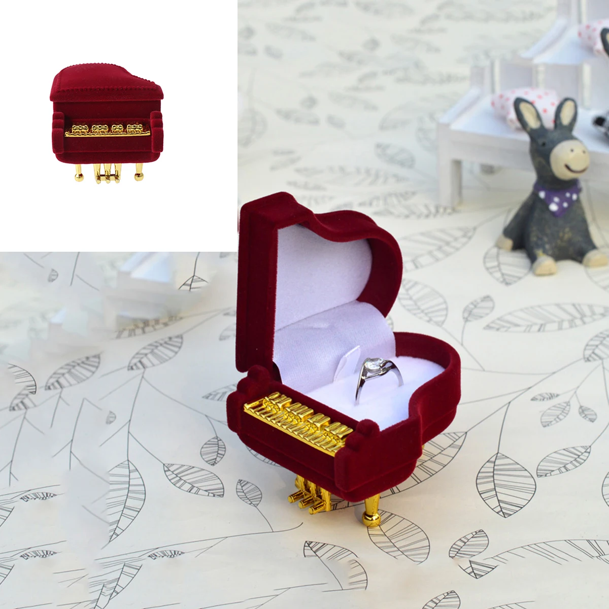 

Stylish Jewelry Box Lightweight Gift Storage Case for Earrings Rings Piano Shape Dustproof Scratch Resistant