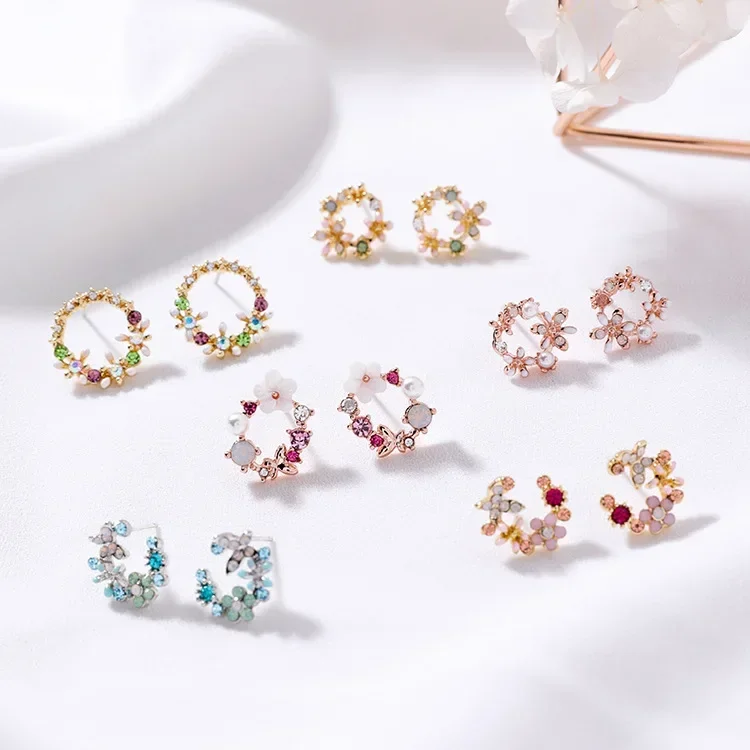 New Design Hot Sale Fashion Jewelry Simple Garland Shell Drop Oil Crystal Cute Earrings  earrings for women