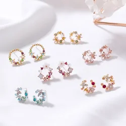 New Design Hot Sale Fashion Jewelry Simple Garland Shell Drop Oil Crystal Cute Earrings  earrings for women