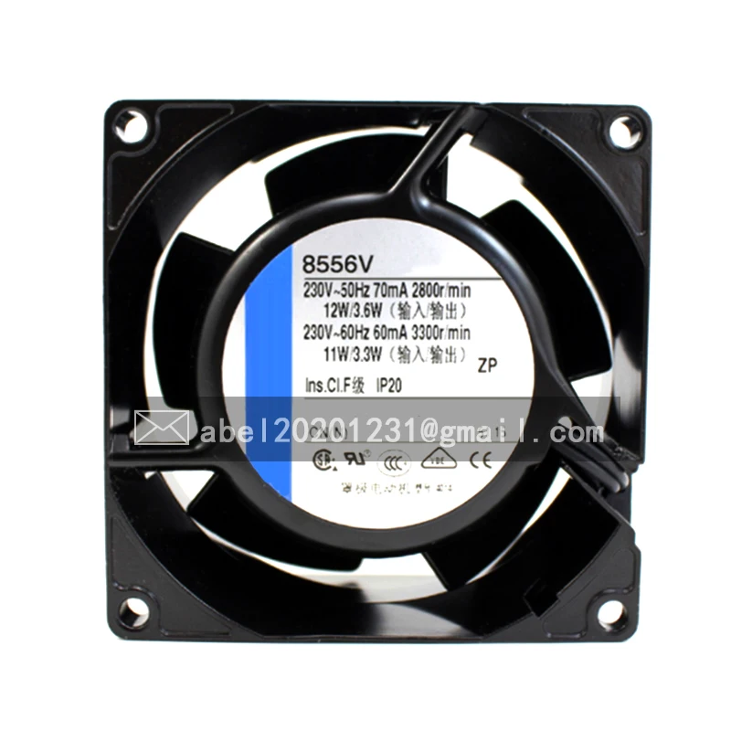 

BRAND NEW 8556V 8556 V 230VAC 70mA 12W/3.6 ORIGINAL HIGH TEMPERATURE RESISTANCE COOLING FAN COOLER 8038 80*80*38MM