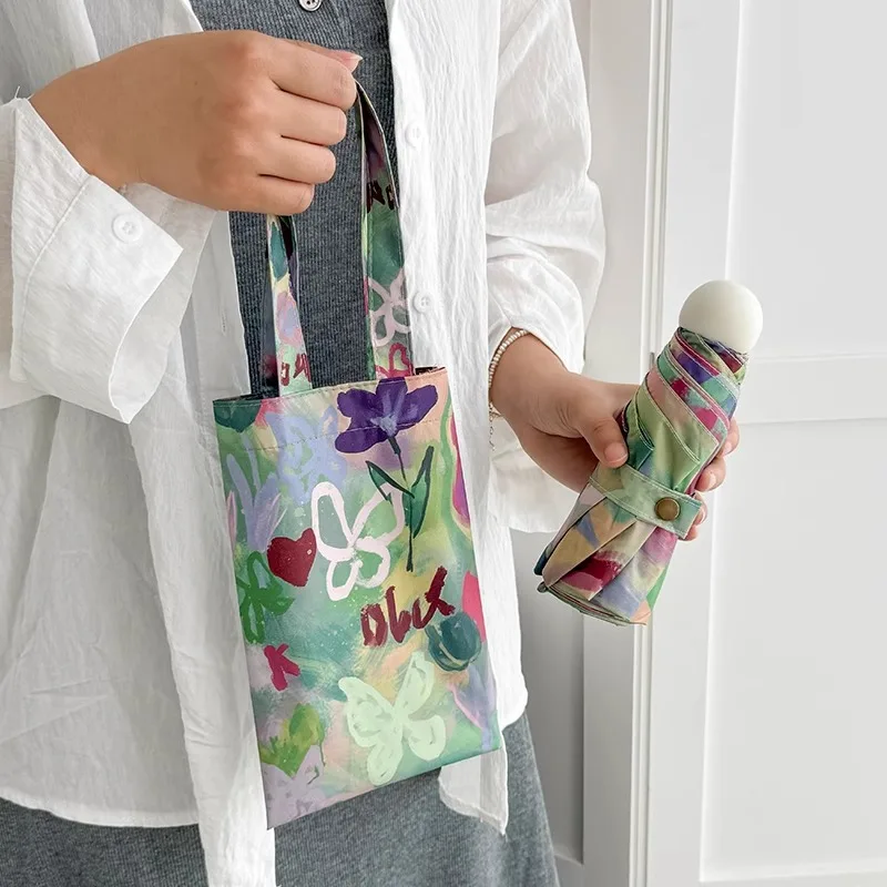 المظلة الشمسية صغيرة، محمولة، مقاومة للشمس وقابلة للطي، مناسبة لكل من الأيام الممطرة والممطرة