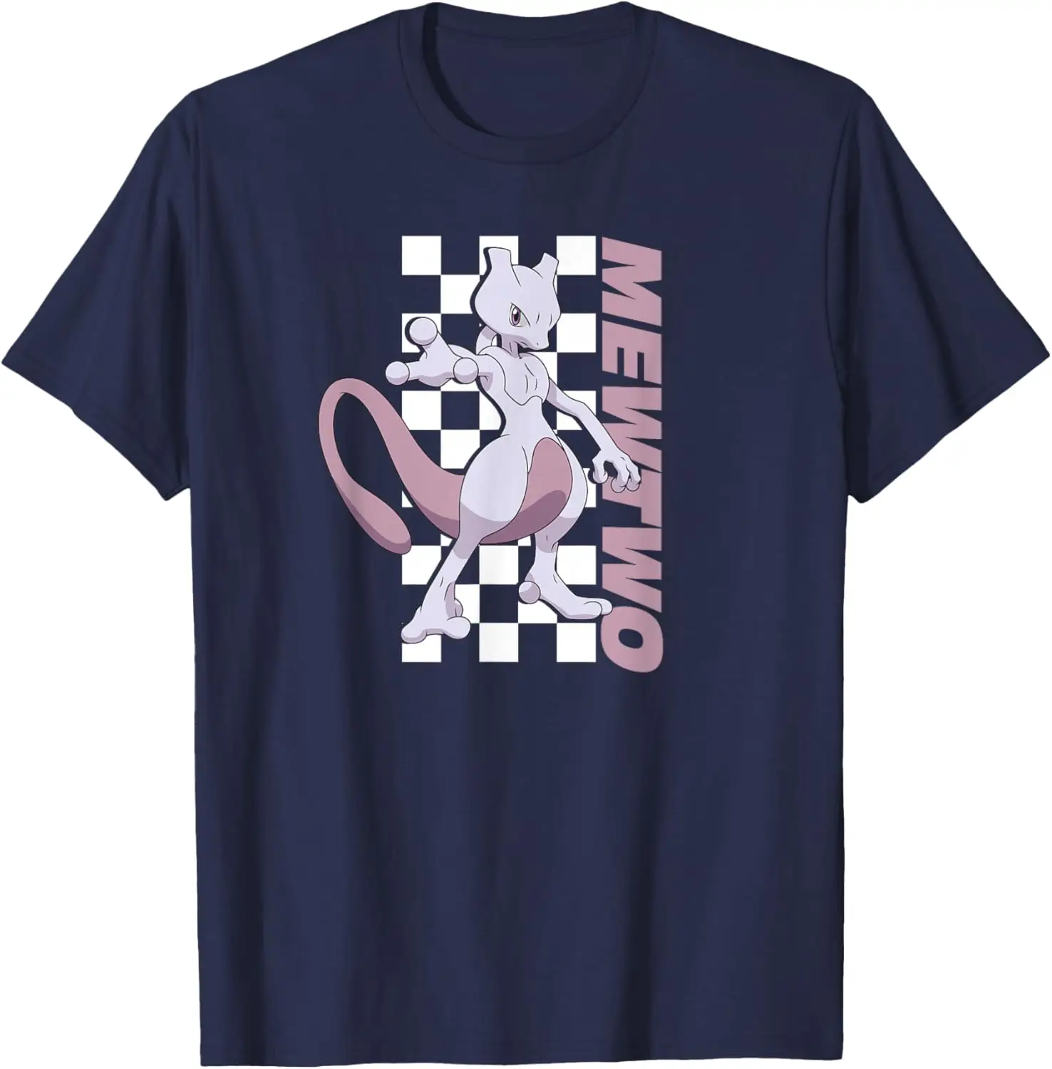 Pokémon - Mewtwo Checker Fashion Casual T-Shirt S-6XL